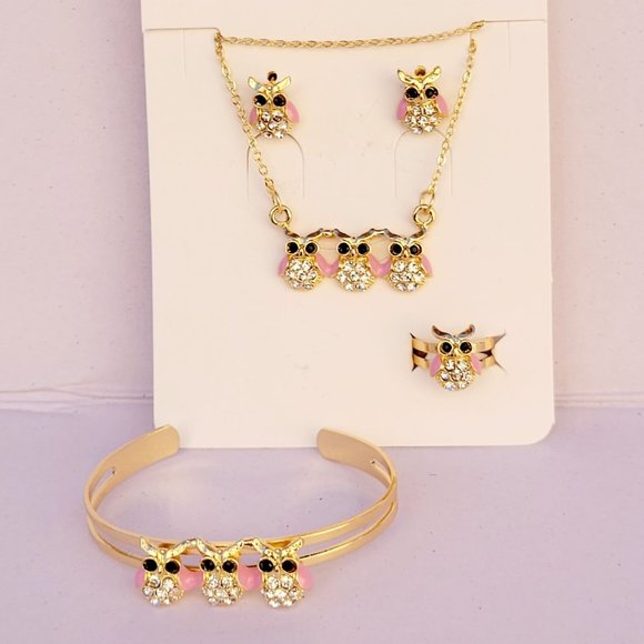 Girls' Owl Set Laminated Gold